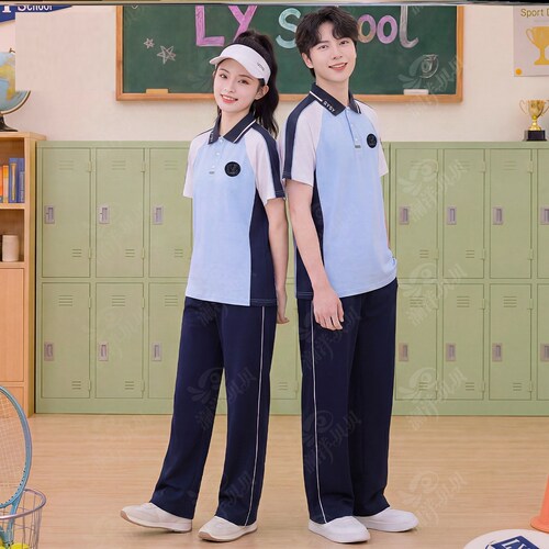 辽宁省沈阳市于洪区初中夏季校服第一款儿童夏季短袖高中生班服