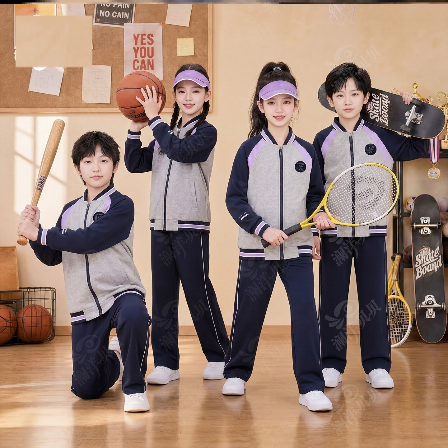 辽宁省沈阳市康平县中学生春秋季校服第二款儿童初中生运动班服