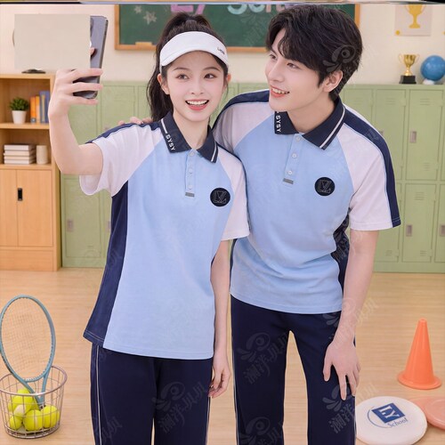 辽宁省沈阳市和平区初中夏季校服第一款儿童夏季短袖高中生班服