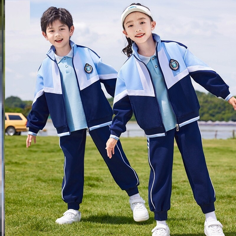 小学生校服小学生班服棒球服天蓝色冲锋衣秋冬装体操汇演春秋冬