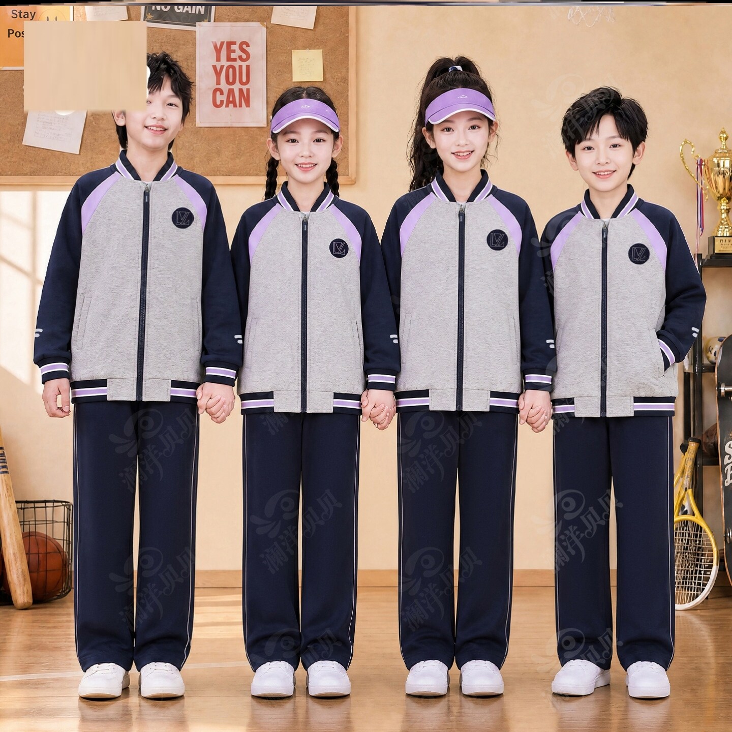 辽宁省沈阳市新民市中学生春秋季校服第二款儿童初中生运动班服
