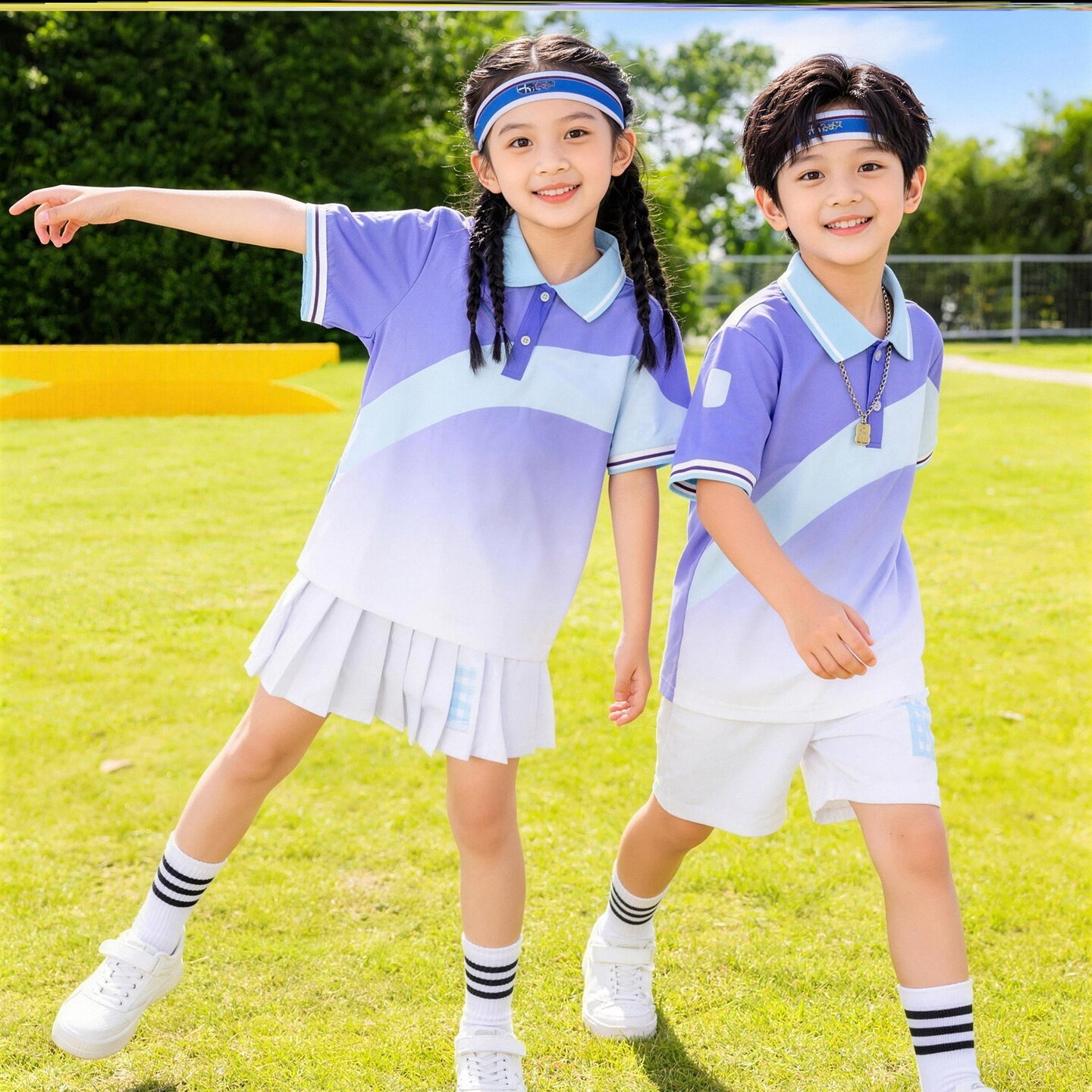 小学生班服六一合唱幼儿园入园照连衣裙合照裤子园服两件套百褶裙