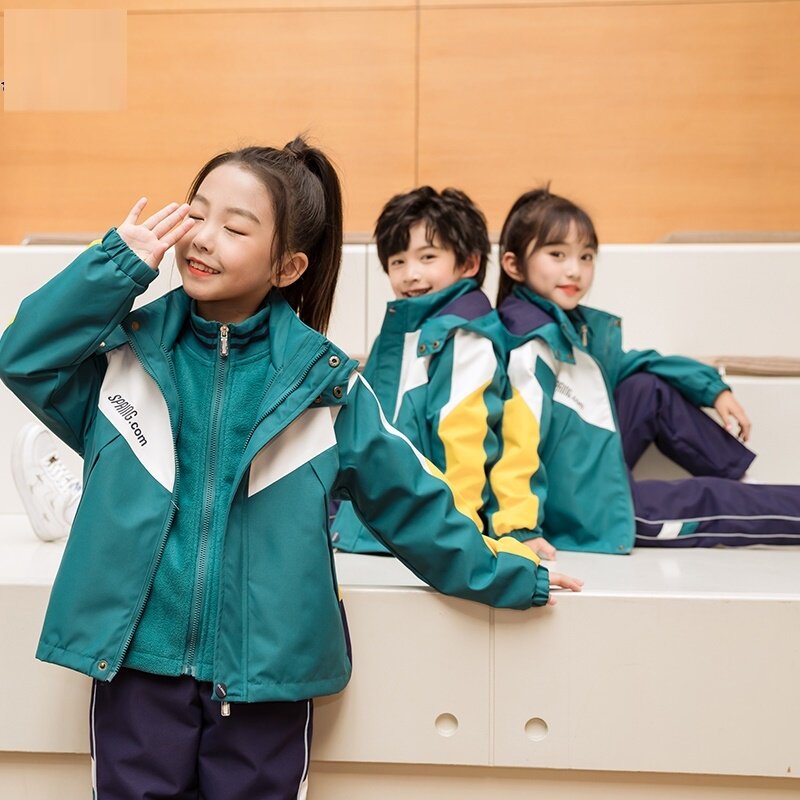 运动风校服儿童定制棉衣加绒一年级防寒小学生校服秋冬季秋冬装