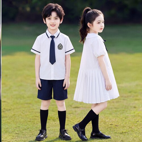 毕业照服装表演服T恤新款中小学生学院风六一条纹班服啦啦队夏装