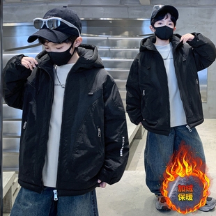 男童棉服春秋冬装羽绒棉儿童装酷机车长袖毛衣秋装网红中大款新款