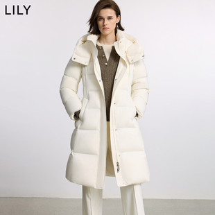 【法奢白金】LILY长款羽绒服女2025冬季新款修身收腰泡芙鹅绒外套