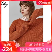 Lily2019 mùa thu mới của phụ nữ khí chất đơn giản có gân sáng áo len cổ tròn thiết lập đầu áo len phụ nữ 8966 - Vòng cổ áo len