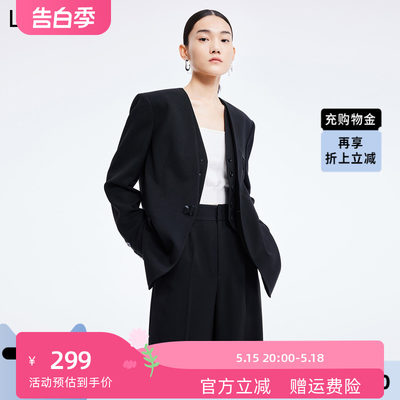 【商场同款】LILY2022夏新款女装时尚假两件设计感无领西装外套女