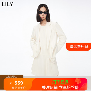 女装 LILY2023秋新款 外套 专柜甄选 干爽醋酸优雅宽松双排扣西装