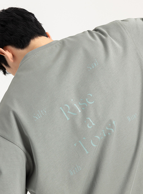 BuPaiDui 重磅纯棉短袖T恤夏季透气后背logo印花宽松男女同款上衣