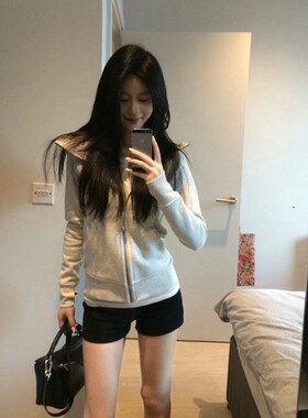 修身版内加绒拉链连帽卫衣