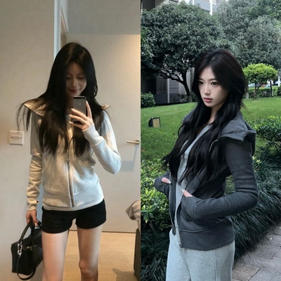 Scub*修身版~内抓绒拉链连帽卫衣