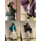 Amv软糯落肩连帽卫衣 点击详情进入新店链接拍 周雨彤同款