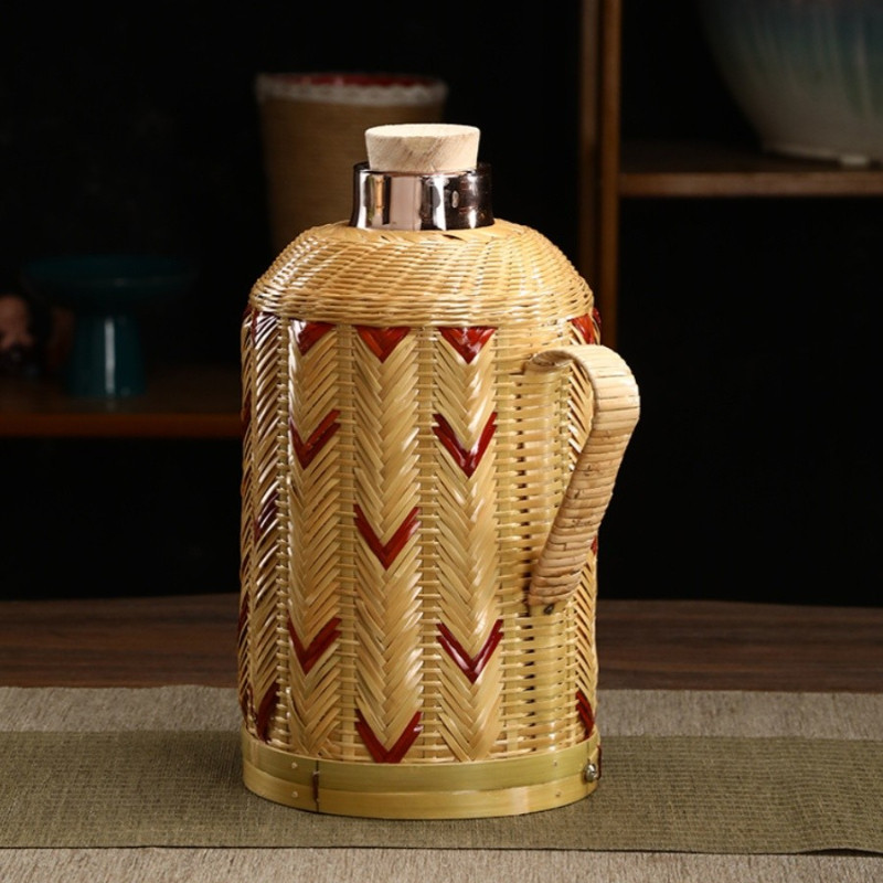 竹编热水瓶家用保温壶复古怀旧暖水瓶红胆小暖壶老式80年代开水壶