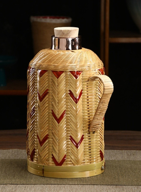 竹编热水瓶家用保温壶复古怀旧暖水瓶红胆小暖壶老式80年代开水壶