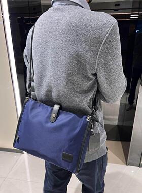 三盒子极简风男士斜挎包休闲百搭单肩包商务黑色方形男斜跨A4背包