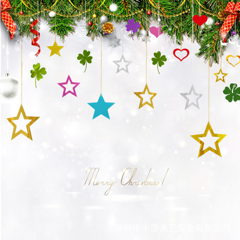 pvc sequin star clover love air pendant set christmas new y