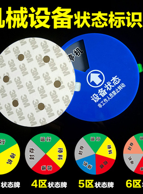 亚克力设备状态标识机器运行待料保养维修停机封存状态指示牌转盘状态管理标识提示牌亚克力丝印带3M背胶磁铁
