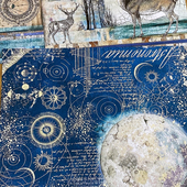 Junk Journal星辰宇宙星座狼鹿背景纸天文艺术手帐复古装 饰素材纸