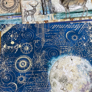 Junk 饰素材纸 Journal星辰宇宙星座狼鹿背景纸天文艺术手帐复古装