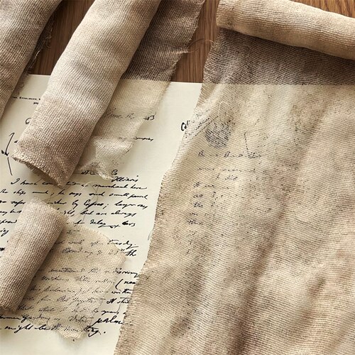 手工咖啡染色纱布junk journal复古手帐拼贴辅料素材百搭撕边网布