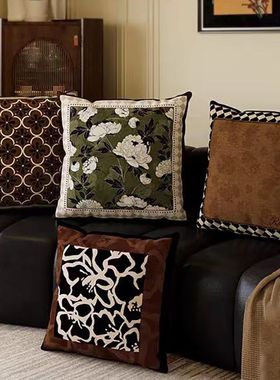 复古轻奢绿色抱枕美式复古抱枕中古风美拉德沙发靠背垫床头软靠枕