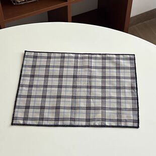 韩系ins风黑白格子棉麻桌垫蓝黄撞色布艺餐桌垫餐巾拍摄背景布
