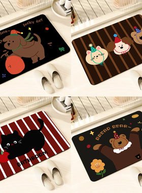 趣味复古风卡通地垫卫生间浴室脚垫吸水家用速干硅藻泥防滑耐脏
