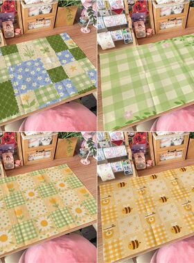 少女心可爱森系绿色房间桌垫棉麻防水桌面装饰手账氛围感背景桌垫