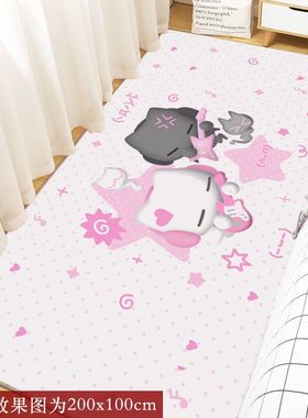 ins可爱古早音乐小猫地垫卡通卧室房间大面积床边毯入户玄关脚垫