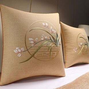 新中式高档抱枕新款靠垫客厅高级沙发靠背垫后背床上软包靠背含芯