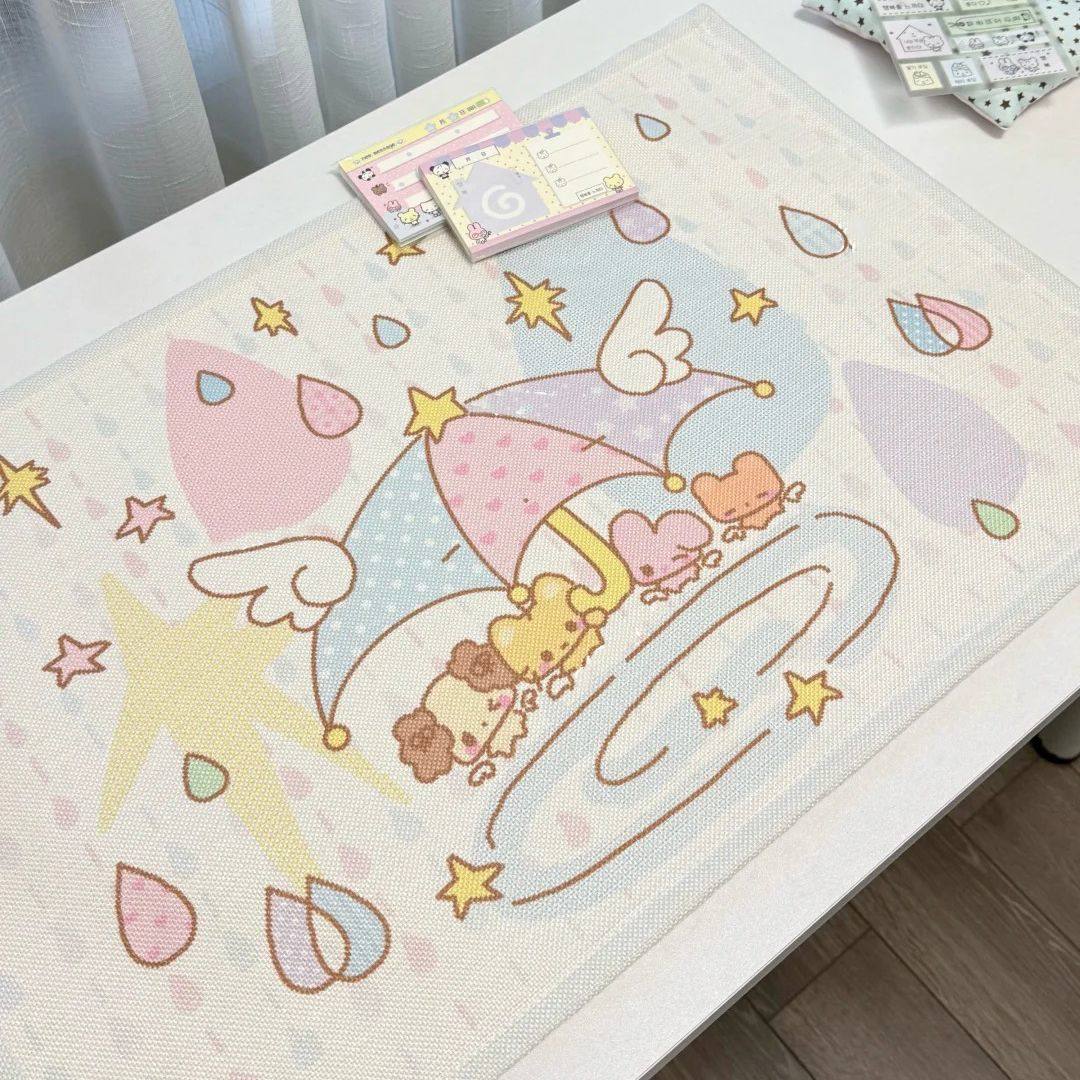 彩色雨伞ins风新款日系古早棉麻桌垫手帐背景桌面桌布宿舍防烫垫,居家布艺,办公桌垫,淘宝优惠券,粉丝福利购,淘宝优惠卷