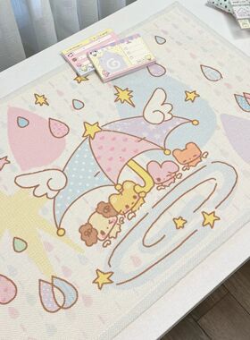 彩色雨伞ins风新款日系古早棉麻桌垫手帐背景桌面桌布宿舍防烫垫