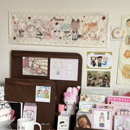 arsene小丑猫挂布卡通少女心卧室宿舍装饰氛围背景布室内墙上挂毯