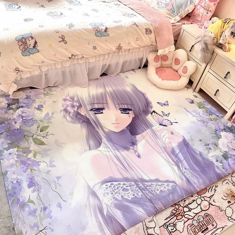 ins古早日系地毯仿羊绒少女心天使卧室房间床边萌系地毯玄关地垫