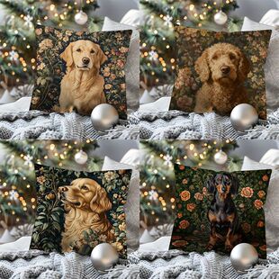 复古碎花金毛抱枕套家居客厅植物狗装饰腰垫枕头午休趴睡枕腰垫枕