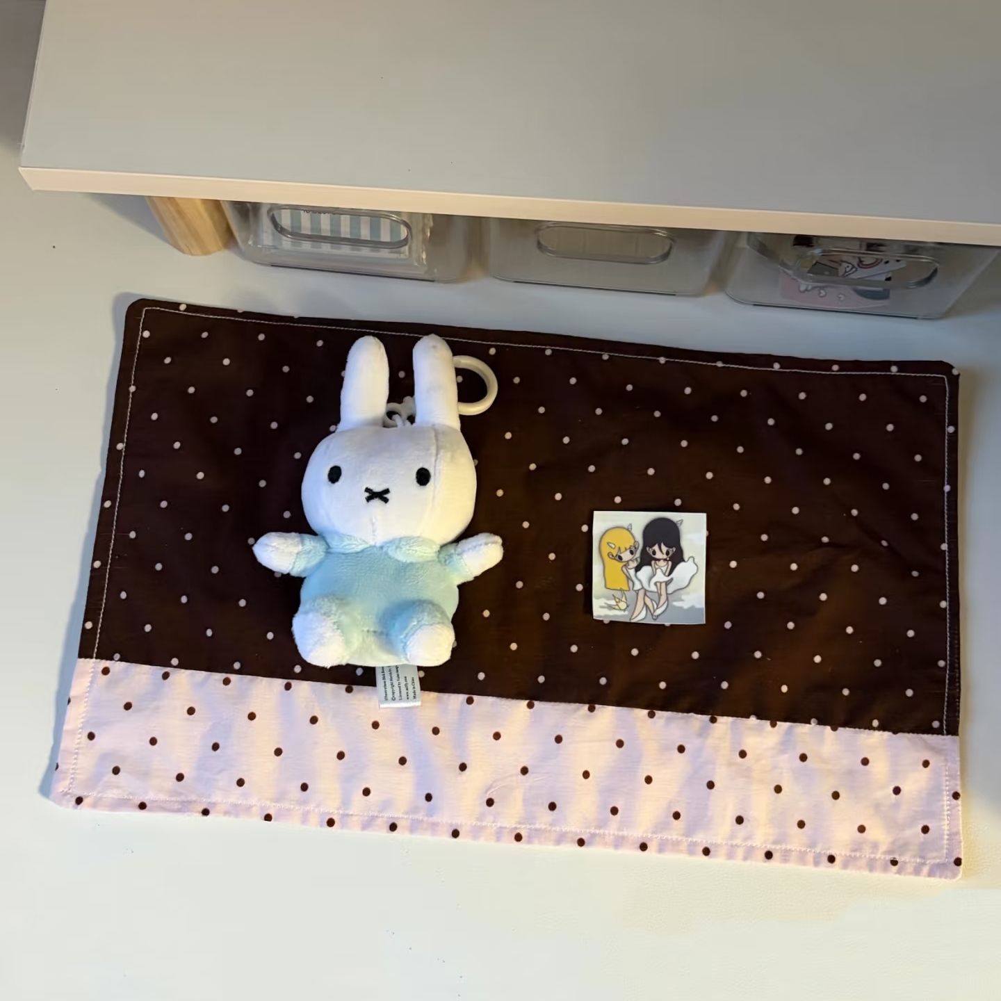 ins简约波点棉麻桌布宿舍卧室书桌装饰桌垫床头柜微波炉防尘盖布