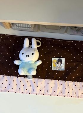 ins简约波点棉麻桌布宿舍卧室书桌装饰桌垫床头柜微波炉防尘盖布