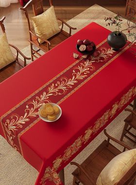 2026新款马年红色新年桌布高级感喜庆新春客厅餐桌氛围感装饰布