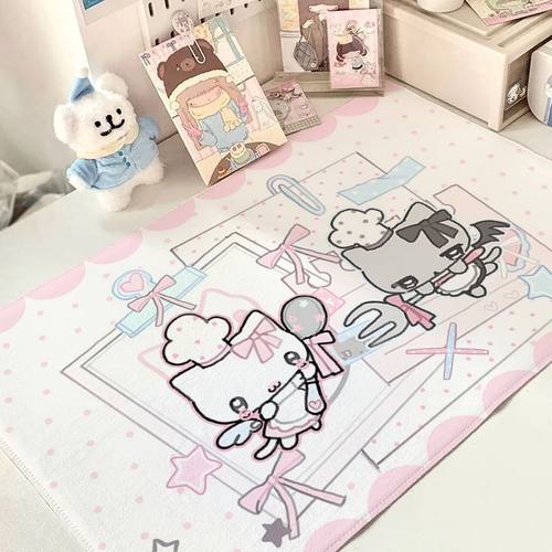 厨娘猫咪日式古早棉麻桌布卧室房间宿舍桌垫可爱桌面装饰手账桌垫