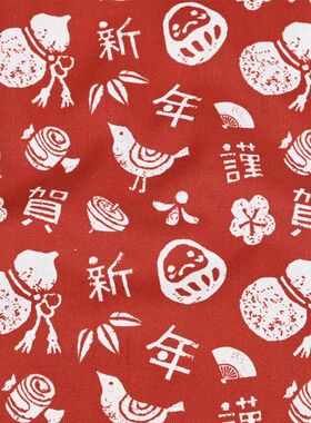 达摩新年印花新年桌布客厅红色拍照装饰桌布手工diy布艺包包布