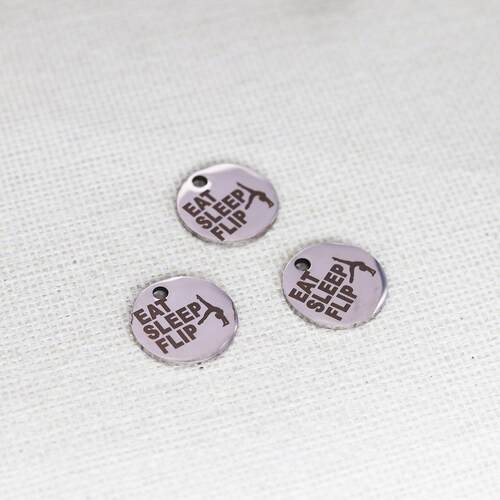 1pcsEating and sleeping flip 激光雕刻不锈钢饰品配件
