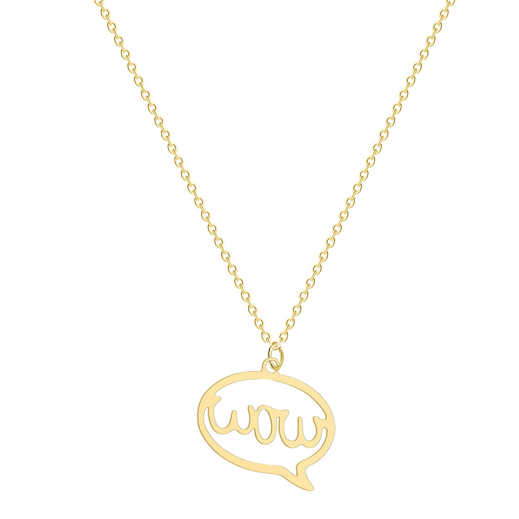 不锈钢吊坠项链女锁骨链 wow字母吊坠饰品 2019欧美跨境新品配饰