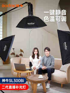 神牛GODOX直播间常亮补光灯SL300II SL300Bi双色温自然光美颜打光