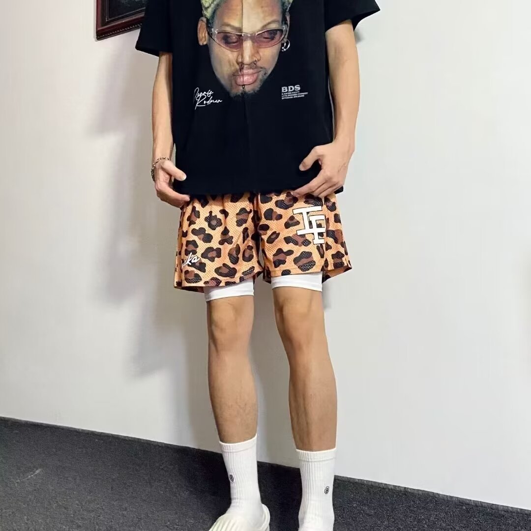 XUT 短裤男潮牌豹纹宽松休闲潮流外穿中裤百搭五分裤