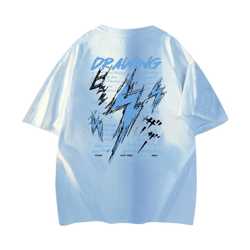 美式高街闪电字母印花短袖T恤男女宽松潮牌纯棉上衣夏季,男装,T恤,淘宝优惠券,粉丝福利购,淘宝优惠卷