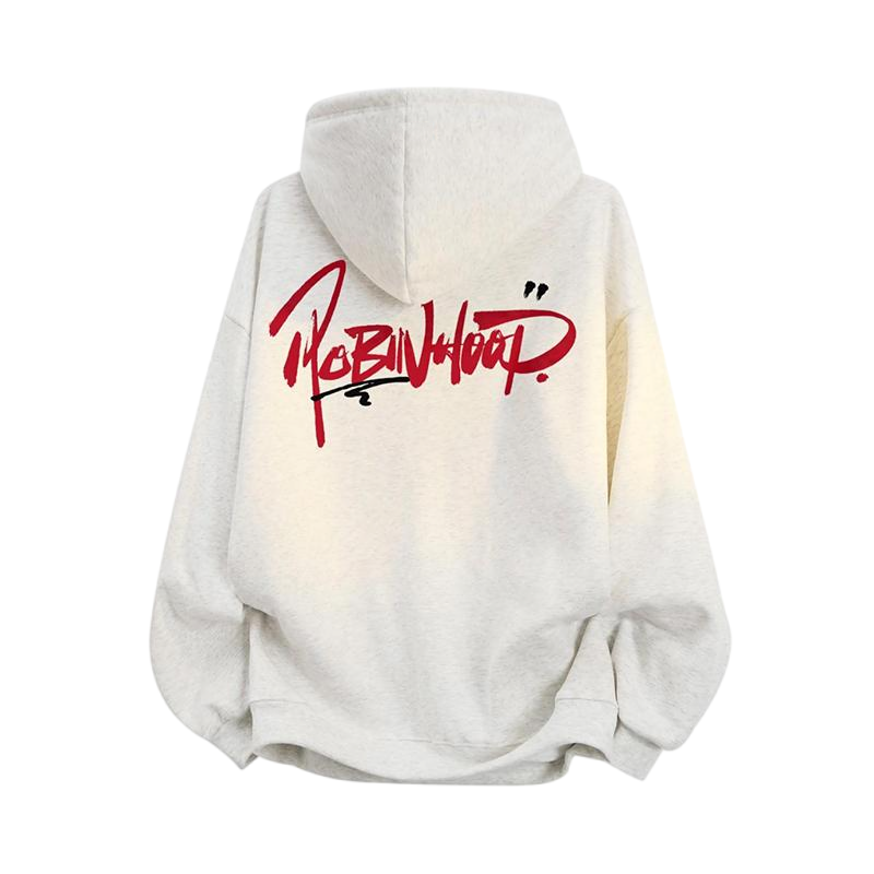 美式复古花体字logo手绘涂鸦字母印花连帽卫衣