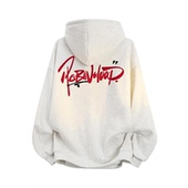 美式 复古花体字logo手绘涂鸦字母印花连帽卫衣