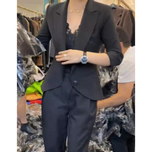 小西装 九分袖 外套欧洲站2024春装 短款 新款 韩版 小个子修身 职业西服