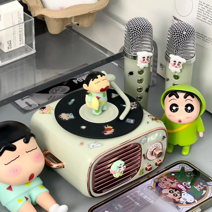 蜡笔小新系列生日礼物蓝牙音响小型黑胶唱片音箱女生男生朋友闺蜜
